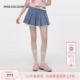 MISSCOCOON可可尼百褶蕾丝拼接短裙女26夏新款 复古水洗牛仔半身裙