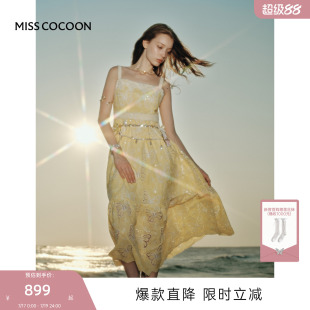 MISSCOCOON可可尼吊带长裙女26夏新款波西米亚蕾丝无袖连衣裙