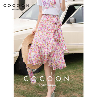 COCOON商场同款碎花裙子2022夏装新款女装法式小众甜美半身裙女