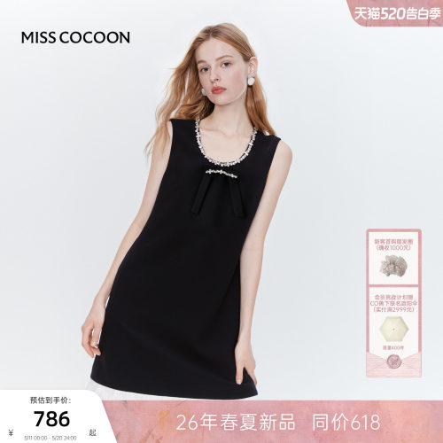 MISS COCOON可可尼无袖小黑裙礼服生日裙2026夏季新款千金连衣裙