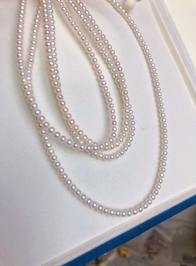 3.8-4毫米正圆无暇强光淡水ak小灯泡baby珠链抽拉可调节纯银扣。