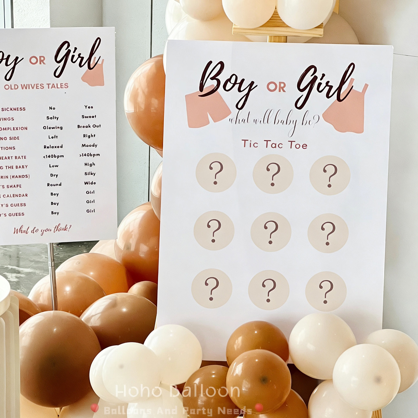 性别揭示游戏KT板 迎婴派对Tic Tac Toe迎宾牌 宝宝派对布置道具