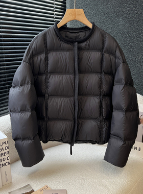 above deck圆领羽绒服女短款针织拼接百搭显瘦保暖高品质原版外套