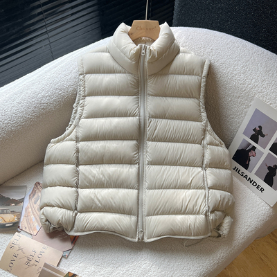 above deck排骨羽绒马甲女韩版宽松百搭立领短款外穿90白鸭绒背心