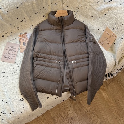 above deck针织拼接羽绒服女短款收腰高端立领2025冬新款修身外套