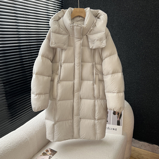 above deck羽绒服女中长款韩版宽松加厚保暖连帽90白鸭绒云感泡芙