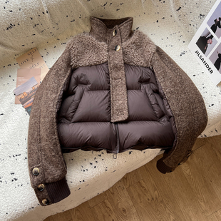 above deck小个子羽绒服女短款2025新轻薄针织拼接时尚洋气设计感