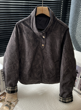 above deck高端欧货羽绒服女短款格子拼接气质2025年冬季新款外套