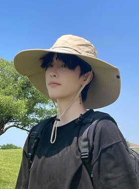 夏季户外遮阳帽子男士大头围防晒帽太阳帽大檐登山帽钓鱼渔夫帽男