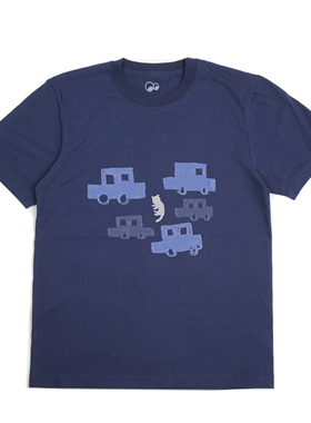 Circ Store x YAN CONG艺术家合作款 蓝色小汽车 T恤手工丝网印刷