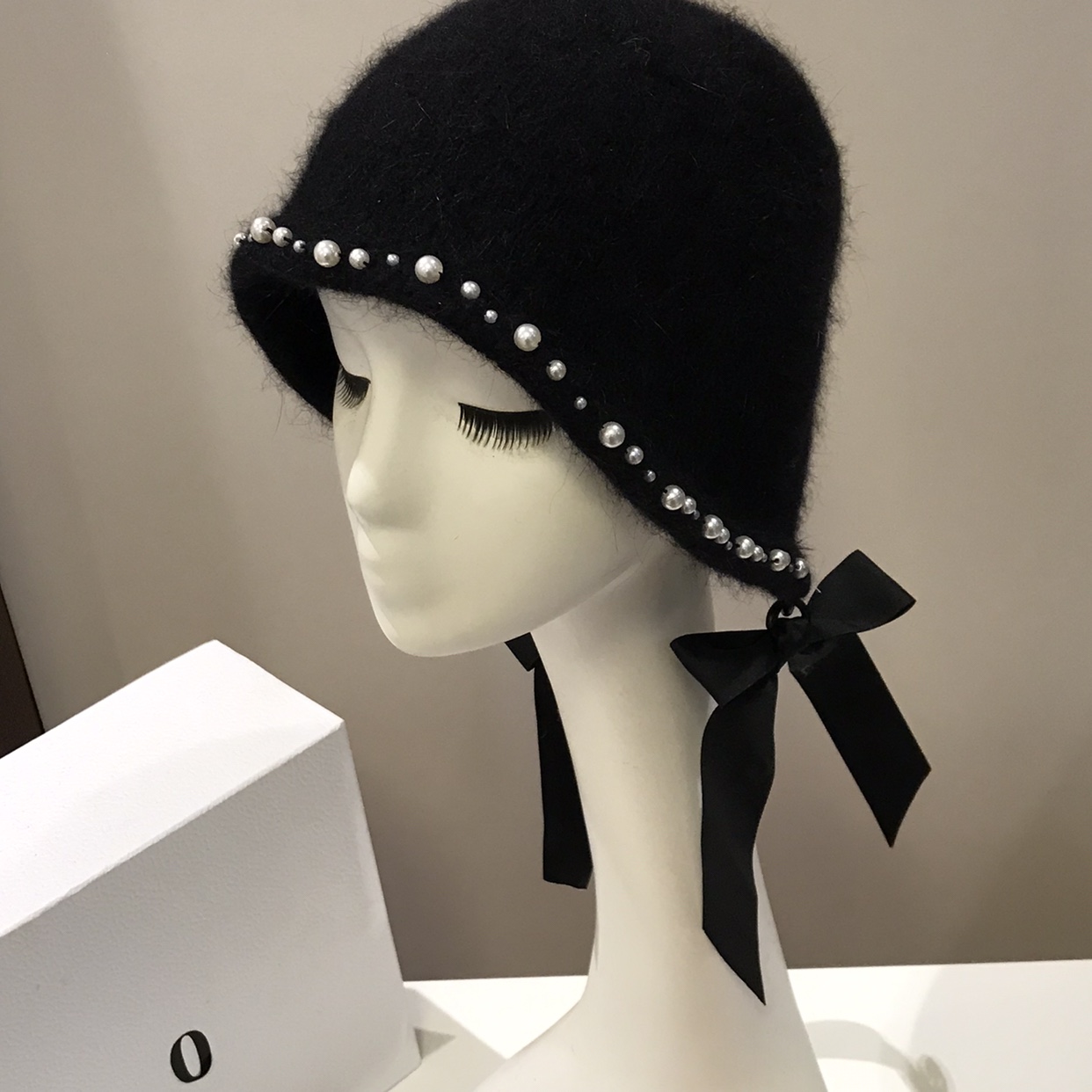 兔毛毛线帽女秋冬韩国黑色帽子冬天毛绒韩系保暖针织线帽加厚冷帽