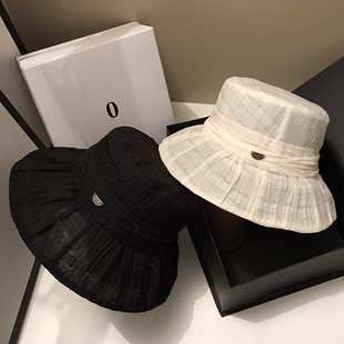 泡泡纱遮阳帽子女2024新款防晒帽防紫外线夏季遮脸太阳帽渔夫帽潮