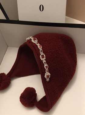 25秋冬温暖圈圈羊毛混纺毛球巴拉克法帽女显脸小保暖针织帽显脸小