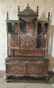 欧式复古实木雕花佛龛黑色雕花实木架做工精致实木柜写真拍摄道具