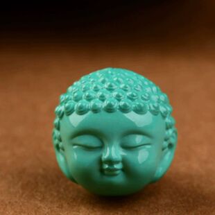 原矿高瓷绿松石宝宝佛头如来佛弥勒吊坠背云侧挂弟子配珠DIY配饰