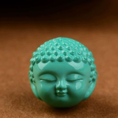 原矿高瓷绿松石宝宝佛头如来佛弥勒吊坠背云侧挂弟子配珠DIY配饰