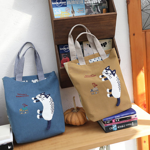 日本正品单肩手提大布包袋猫咪