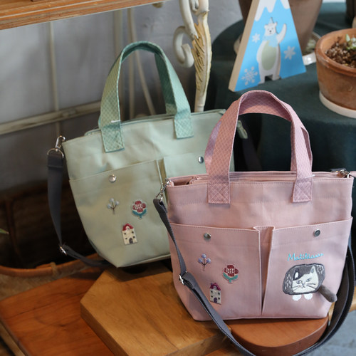 柔雾色调多口袋2way小托特包斜挎