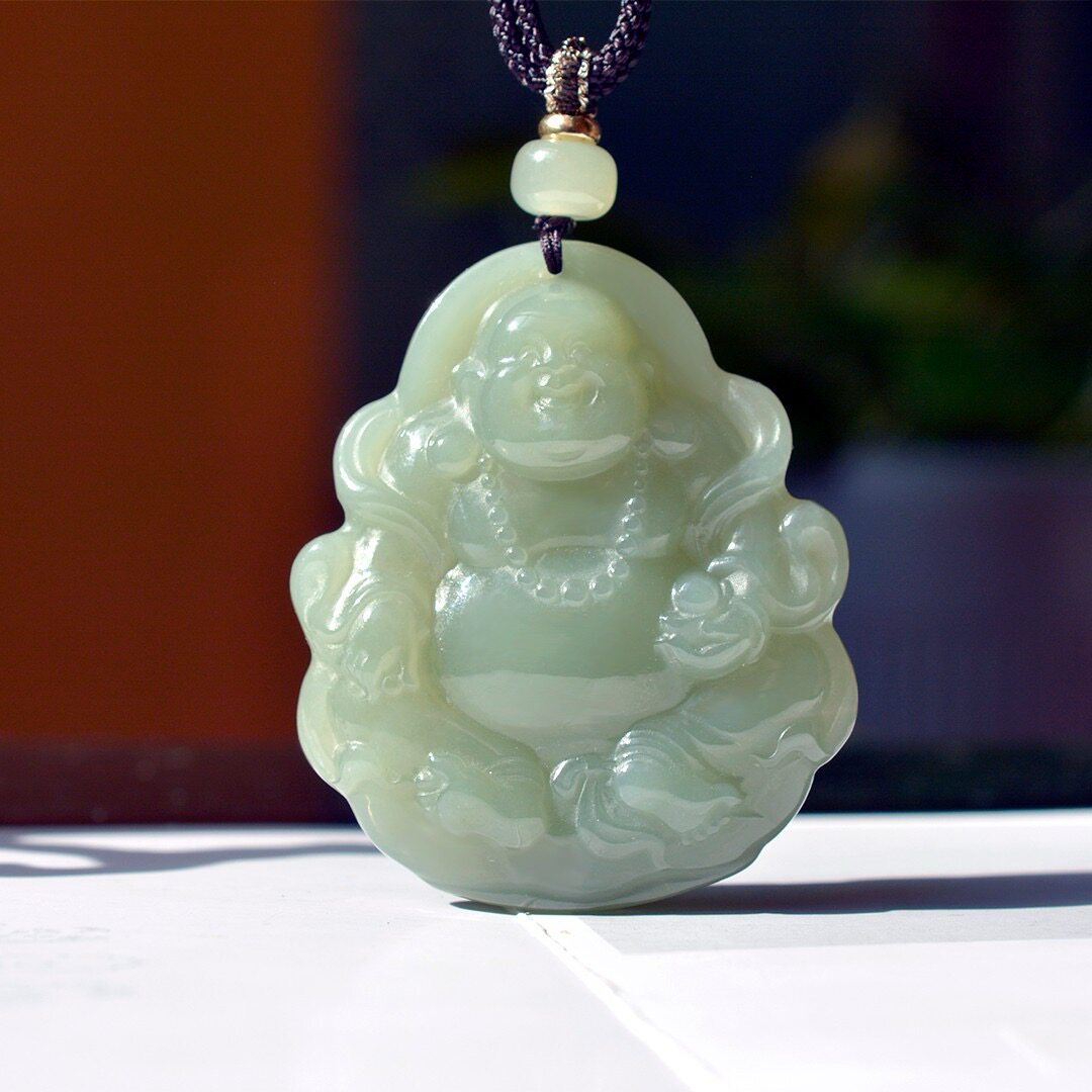 天然和田玉佛公吊坠青玉挂件玉饰品玉佩项坠吉祥佛本命年弥勒佛公