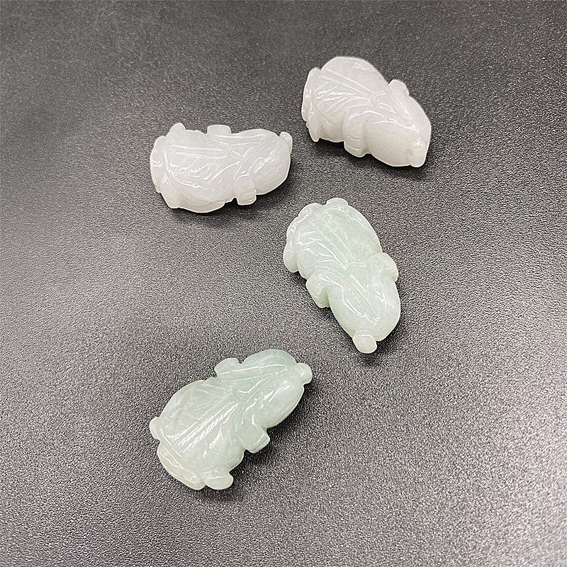 天然翡翠a货小白菜摆财配饰配件小提溜DIY串珠配件手链车挂材料