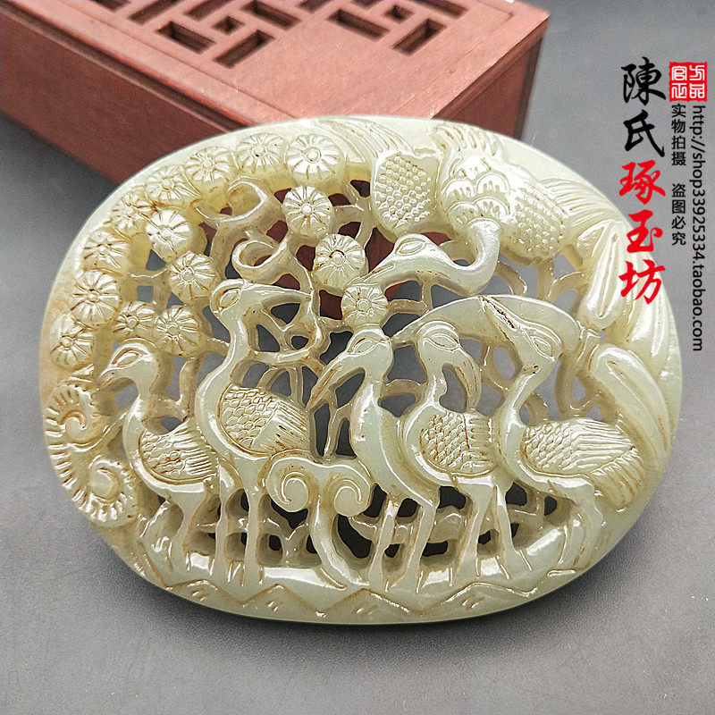 古玩玉器仙鹤玉吊坠项坠辽金拉丝玉佩赫赫有名玉坠毛衣链古装拍摄