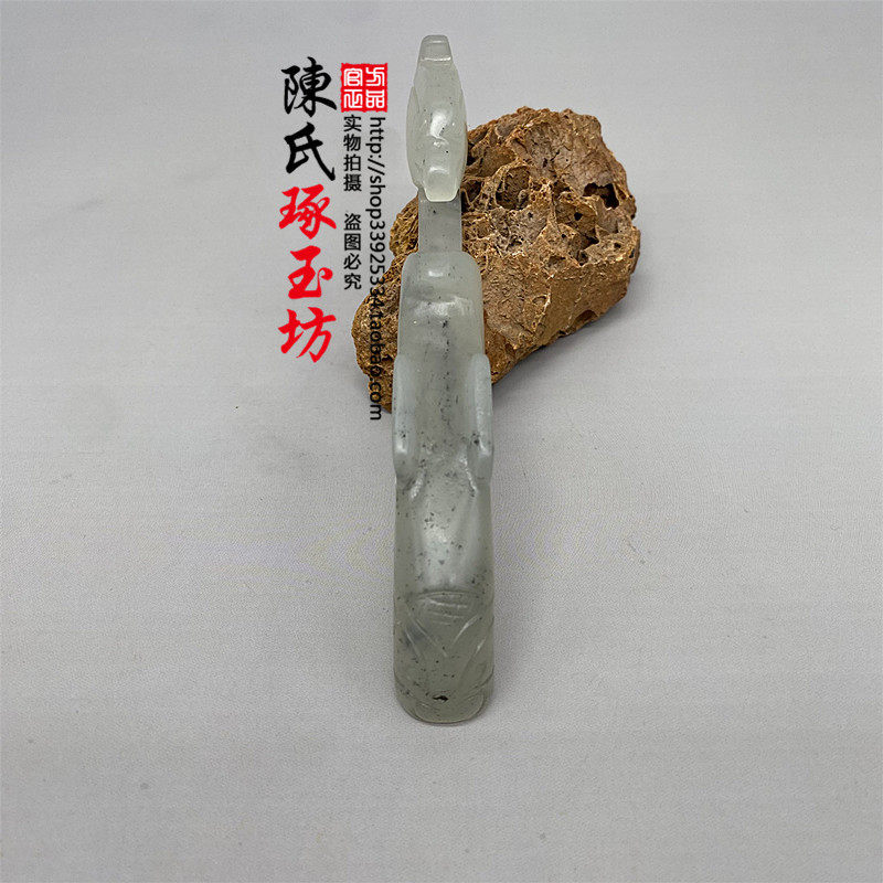 岫玉国风凤凰玉带钩吊坠挂件水墨风玉坠腰坠挂坠古装汉服拍摄道具