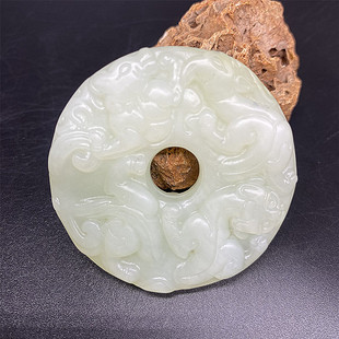 岫玉玉璧望子成龙玉吊坠蛟龙玉佩手把件把玩件双面雕刻玉坠古玩玉