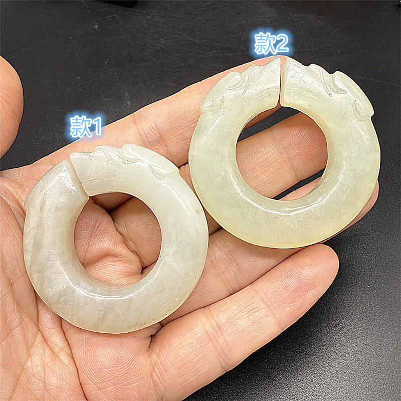 岫玉龙钩玉佩玉吊坠颈饰挂件项坠古风汉服DIY腰佩腰坠玉猪龙玉玦