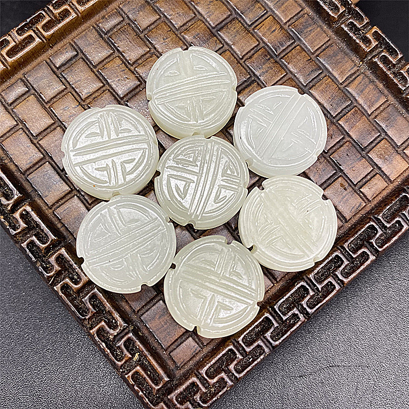 和田玉寿字吊坠通孔手串手链配珠