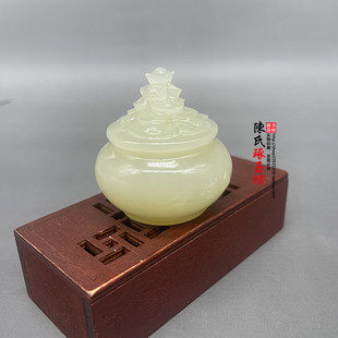 新品聚宝盆小摆件文玩把家挂饰文创礼品刻章小镇尺元宝挂件青玉