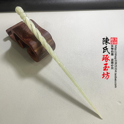 古风盘发新款木兰玉簪子