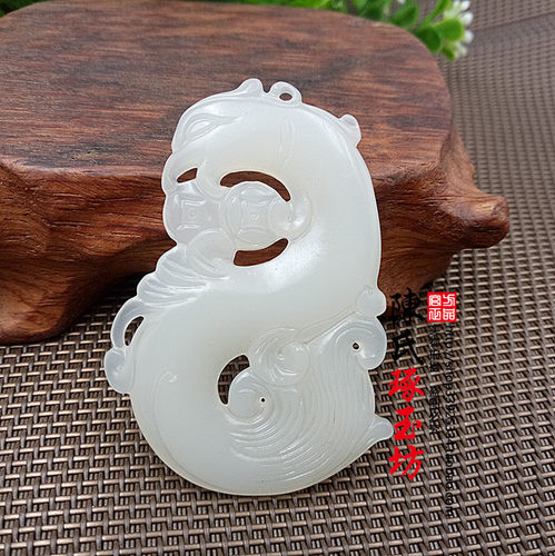 于是玉佩白玉外蒙料仿古凤凰吊坠挂件仿古龙双面玉坠汉服腰佩挂饰