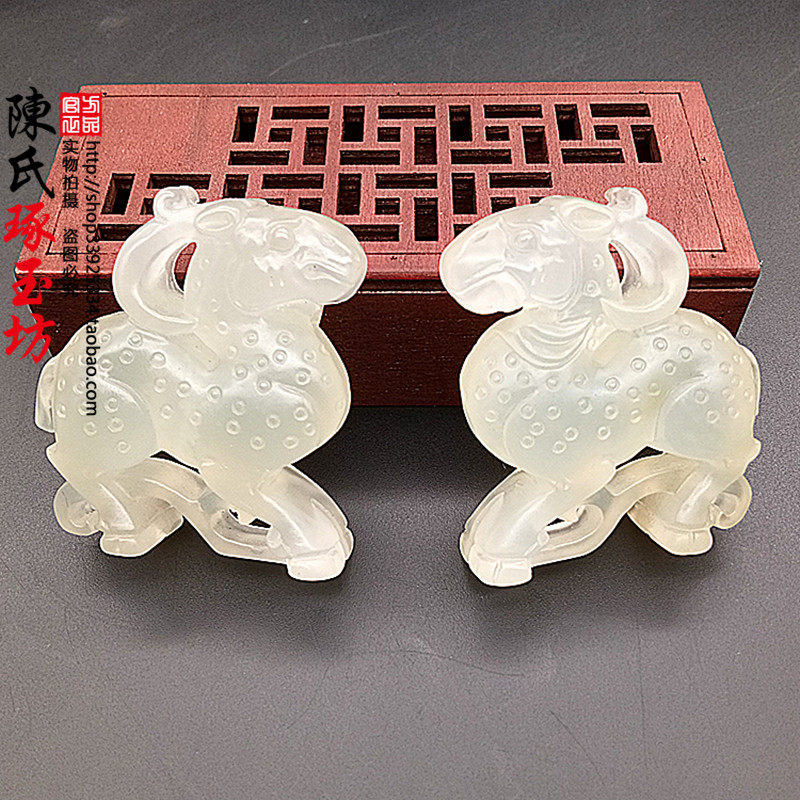 天然岫玉梅花鹿手把件玉佩古玩玉器收藏杂件小摆件立体雕刻福禄玉