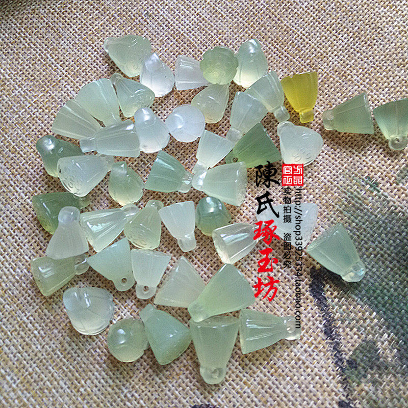 手工岫玉莲蓬DIY手工配饰汉服复古玉吊坠岫玉莲花腰佩手链玉配饰