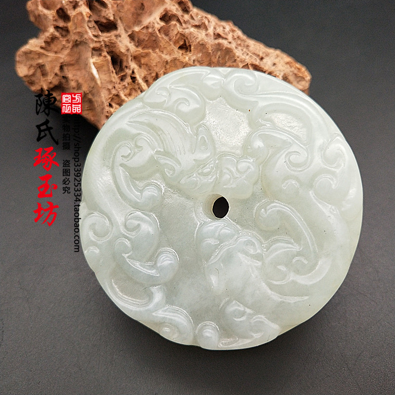 岫玉玉蛟龙玉璧仿古龙玉佩双龙玉吊坠手把件玉器腰佩腰挂腰坠蟠龙