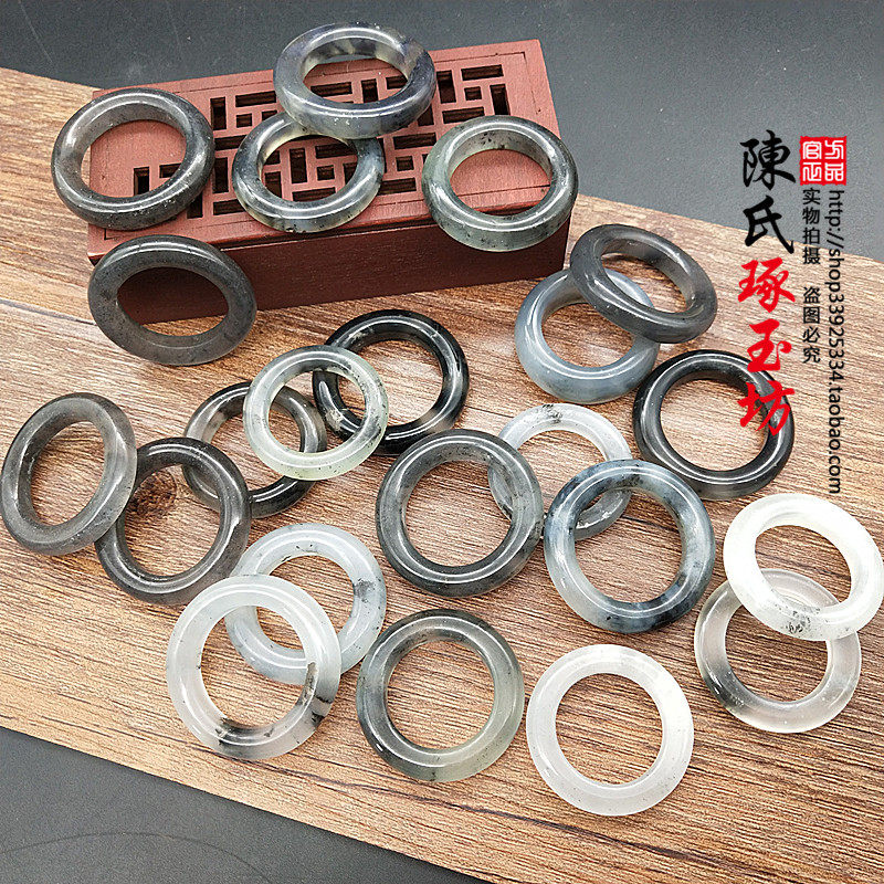 岫玉水墨飘花圆环小圆圈玉吊坠DIY手工配饰配件袈裟环吊环玉坠子