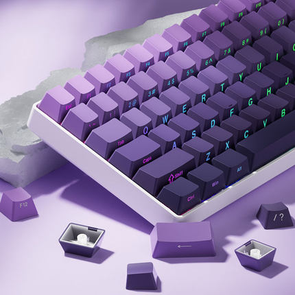 紫气东来侧透光机械键盘PBT键帽渐变带增补下灯位耐磨游戏桌搭