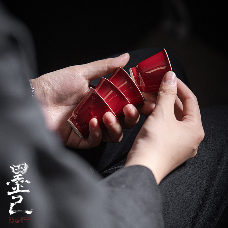 墨己郎红品茗杯功夫茶具