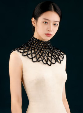 手工串珠珍珠镂空扇形项链