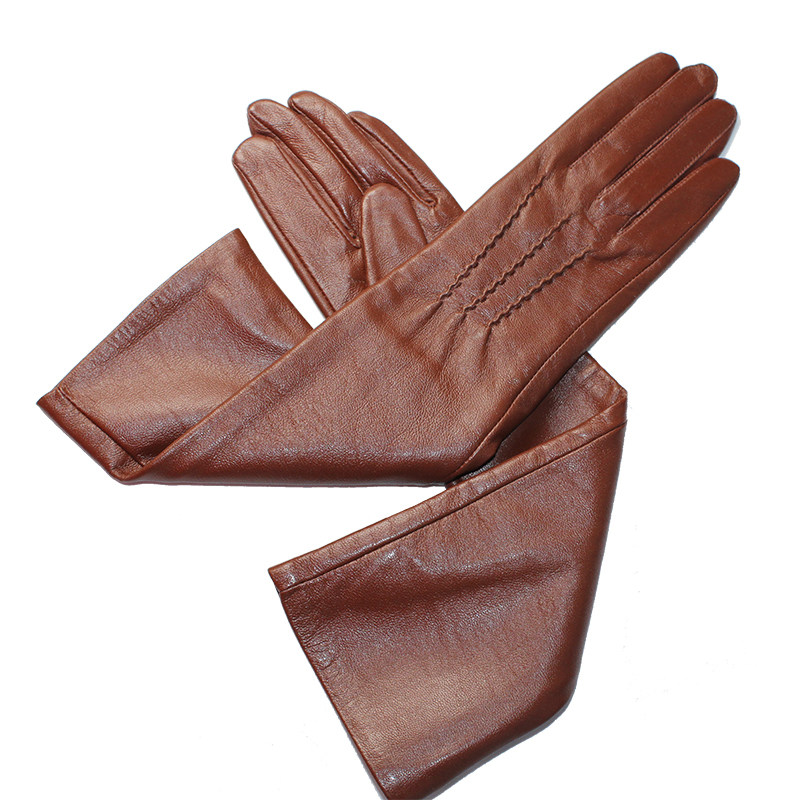 STAR LONG GLOVES SHEEPSKIN LEATHER GLOVES 40-50CM6 COLORS WOMENS WINTER SILK VELVET WARM GLOVES