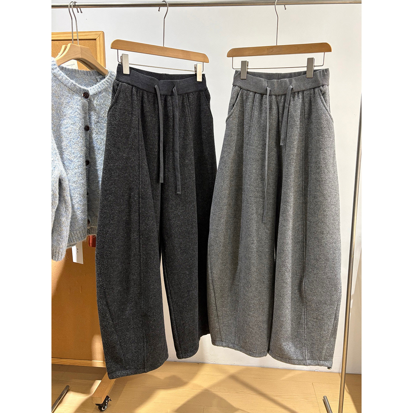 内里加绒~裤脚可收口抽绳松紧腰中缝显瘦高腰阔腿弯刀休闲长裤女,女装/女士精品,休闲裤,淘宝优惠券,粉丝福利购,淘宝优惠卷