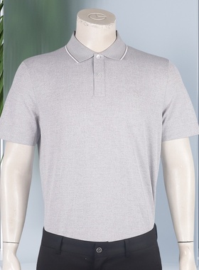 金利来男装翻领短袖T恤2024夏季凉爽修身含桑蚕丝MTSG16912060-38