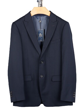 金利来男装深蓝色商务西装秋季标准版型条纹外套MZTF22016201-95