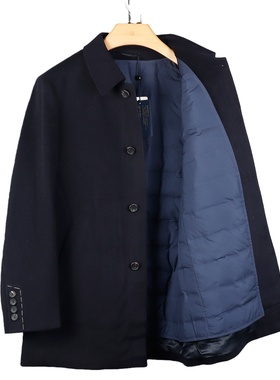 金利来男装商务翻领羽绒服白鹅绒内胆保暖外套中长款MJLF79014155