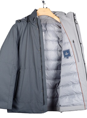 金利来男装羽绒服冬白鹅绒保暖外套可拆帽常规款MDSF39914250-78