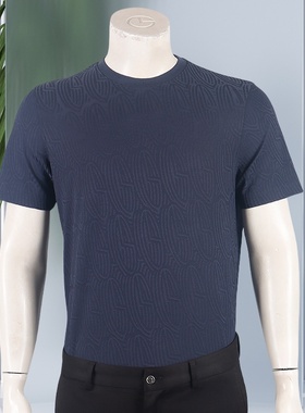 金利来男装圆领短袖T恤2024夏季含桑蚕丝修身上衣MTSG13912071-95