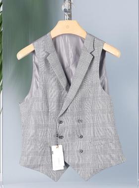 金利来男装羊毛马甲 2024春秋格子绅士修身背心MJTG21913004-78