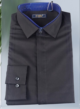 金利来商务男装衬衫秋季时尚修身黑色上班长袖衬衫MSL21231733-99