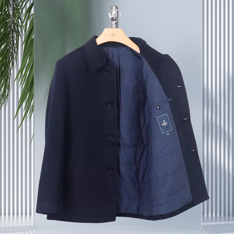 金利来男士棉服秋冬新款翻领羊毛羊绒准版型外套MXS21141440-95