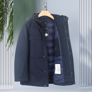 金利来男士羽绒服冬季加厚保暖可拆帽标准款外套MDS21241762-95